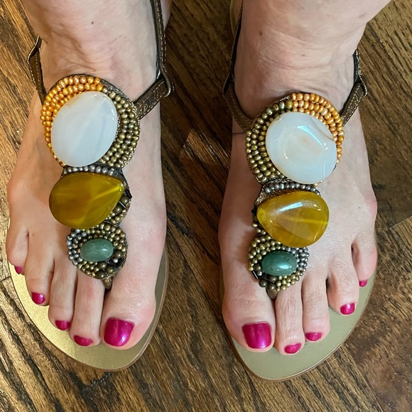 Beautiful Bo’em sandals with jewels and beading - Picture 2 of 12